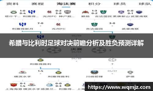 希腊与比利时足球对决前瞻分析及胜负预测详解
