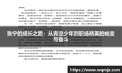 张宁的成长之路：从青涩少年到职场精英的蜕变与奋斗